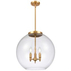 Athens 18.38&quot; 3 Light Satin Gold Pendant w/ Clear Shade