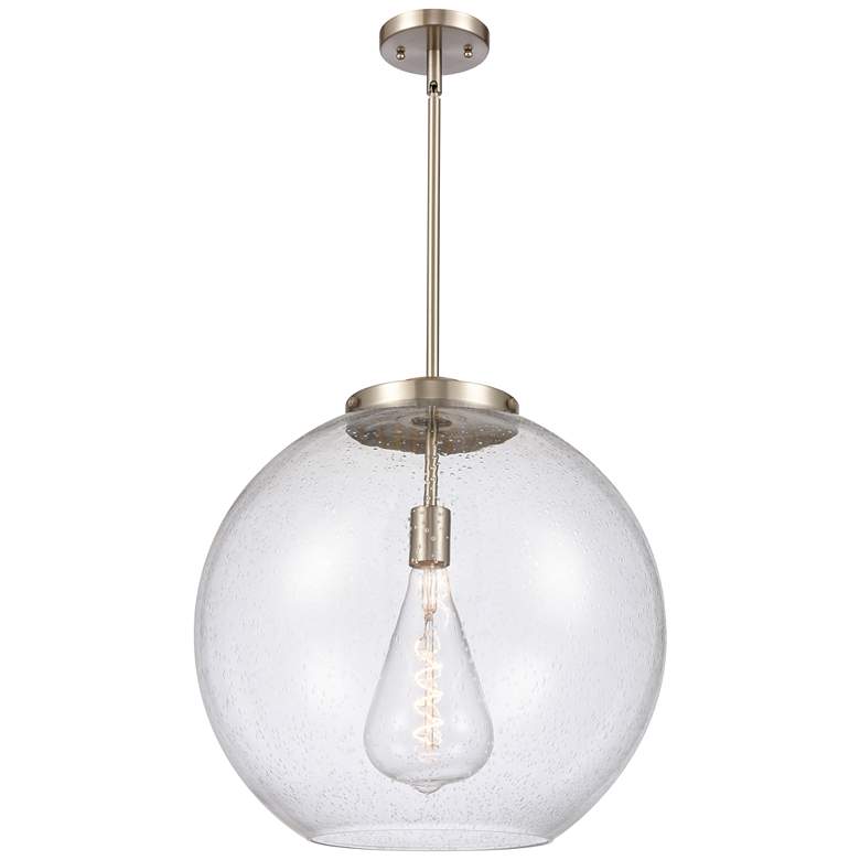 Image 1 Athens 18.38" Brushed Nickel LED Pendant w/ Seedy Shade