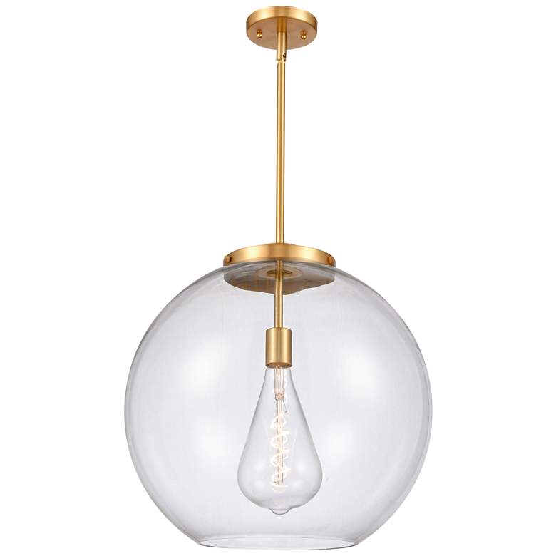 Image 1 Athens 18.38" Satin Gold Pendant w/ Clear Shade