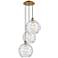 Athens 18.75"W 3 Light Brushed Brass Multi-Pendant w/ Deco Swirl Shade