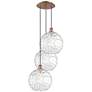Athens 18.75"W 3 Light Copper Multi-Pendant w/ Clear Water Glass Shade