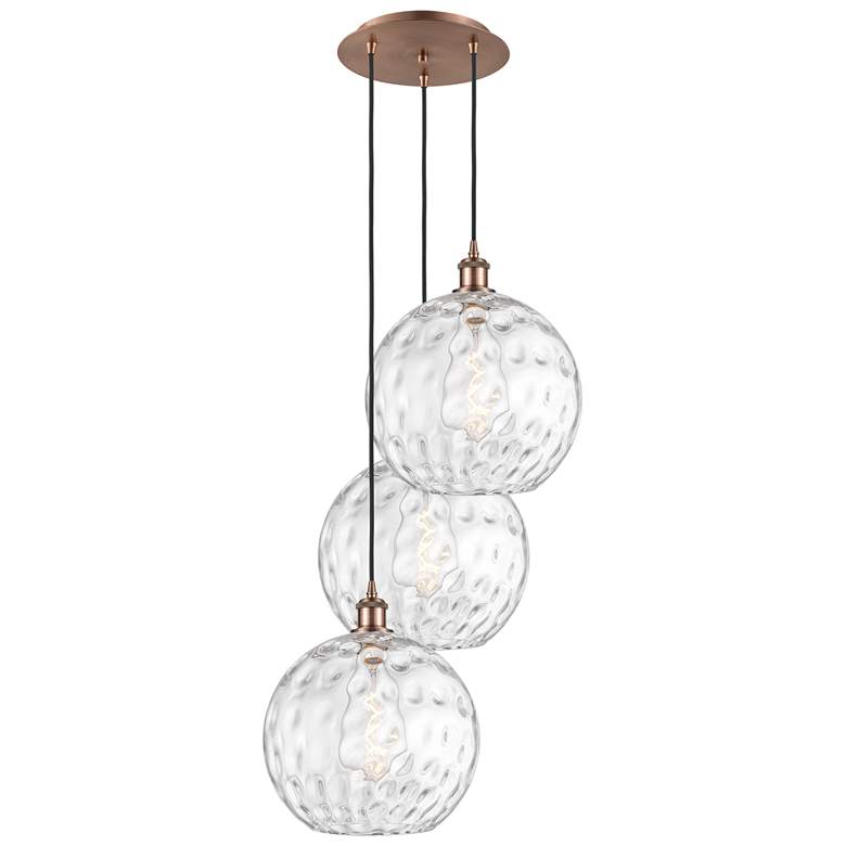 Image 1 Athens 18.75"W 3 Light Copper Multi-Pendant w/ Clear Water Glass Shade