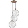1_Athens 18.75"W 3 Light Copper Multi-Pendant w/ Deco Swirl Shade