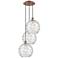 Athens 18.75"W 3 Light Copper Multi-Pendant w/ Deco Swirl Shade