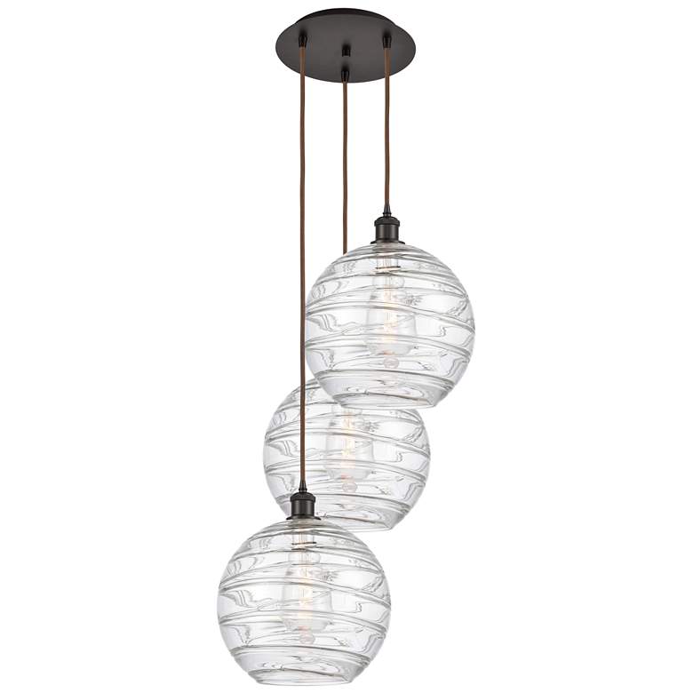 Image 1 Athens 18.75"W 3 Light Oil Rubbed Bronze Multi-Pendant w/ Deco Swirl S