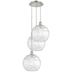 Athens 18.75"W 3 Light Polished Nickel Multi-Pendant w/ Water Glass Sh Athens 18.75"W 3 Light Polished Nickel Multi-Pendant w/ Water Glass Sh