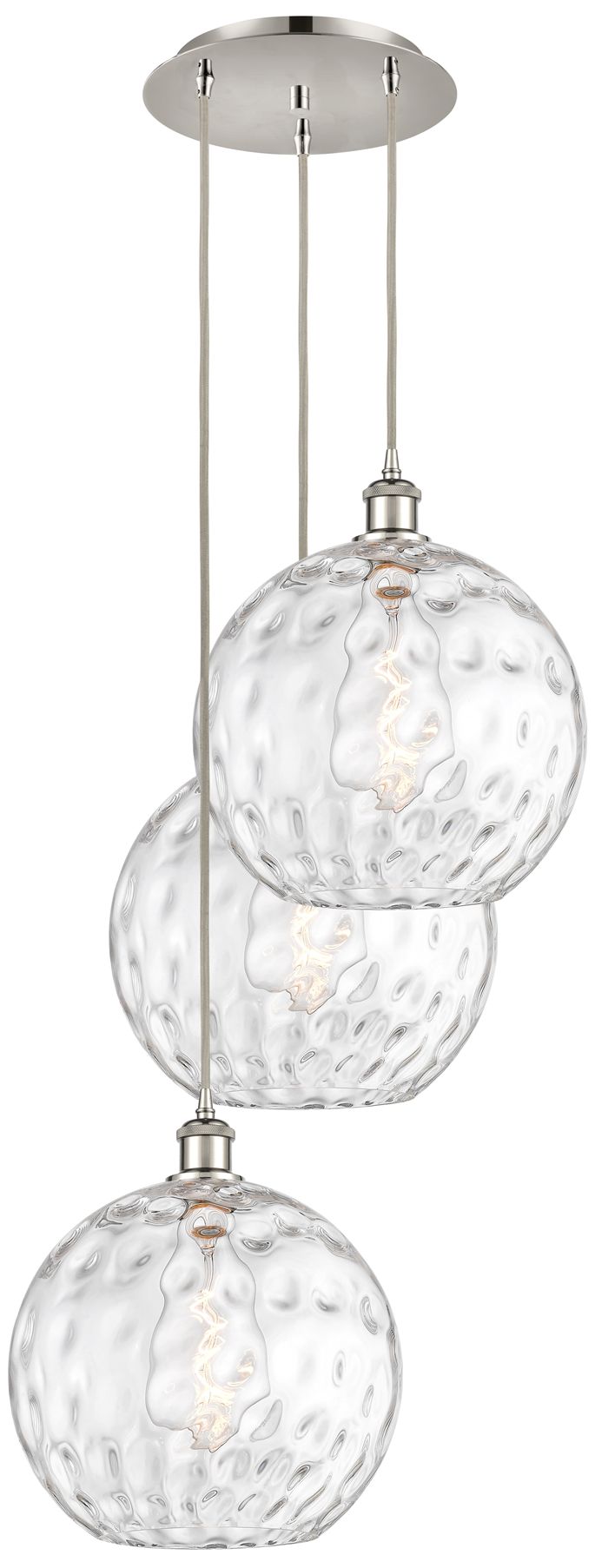 Image 2 Athens 18.75"W 3 Light Polished Nickel Multi-Pendant w/ Water Glass Sh more views