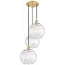 Athens 18.75"W 3 Light Satin Gold Multi-Pendant w/ Clear Water Glass S