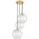 Athens 18.75"W 3 Light Satin Gold Multi-Pendant w/ Clear Water Glass S