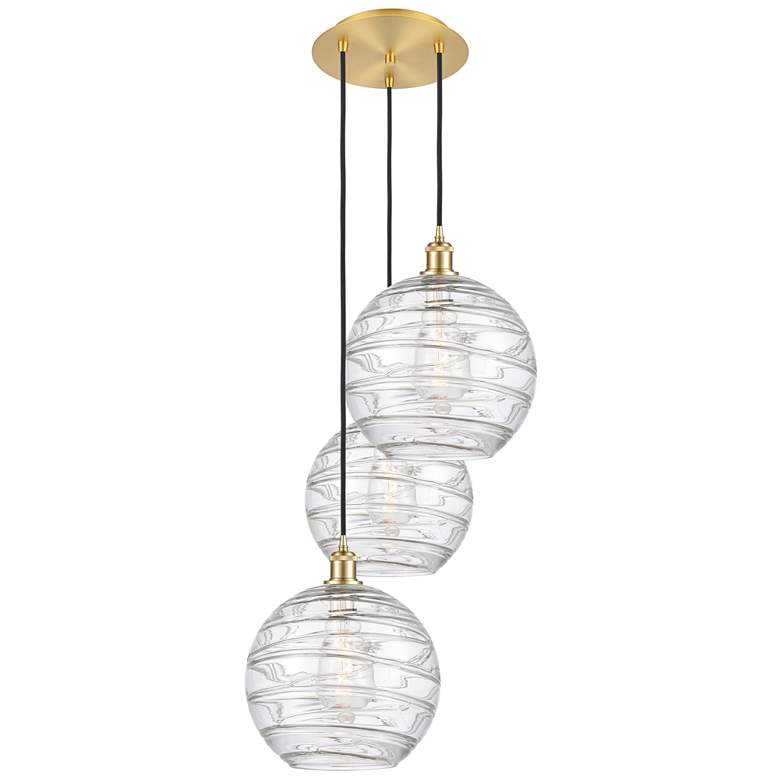 Image 1 Athens 18.75"W 3 Light Satin Gold Multi-Pendant With Clear Deco Swirl