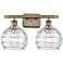 Athens 18" 2-Light Antique Brass Bath Light w/ Clear Deco Swirl Shade