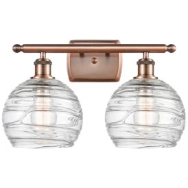 Athens 18" 2-Light Antique Copper Bath Light w/ Clear Deco Swirl Shade Athens 18" 2-Light Antique Copper Bath Light w/ Clear Deco Swirl Shade