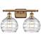 Athens 18" 2-Light Brushed Brass Bath Light w/ Clear Deco Swirl Shade