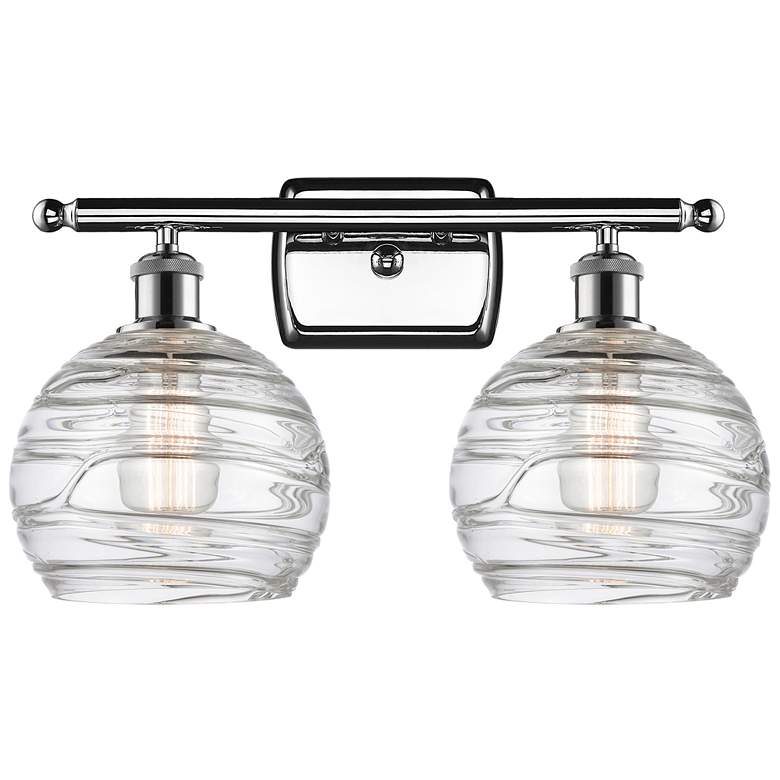 Image 1 Athens 18" 2-Light Polished Chrome Bath Light w/ Clear Deco Swirl Shad