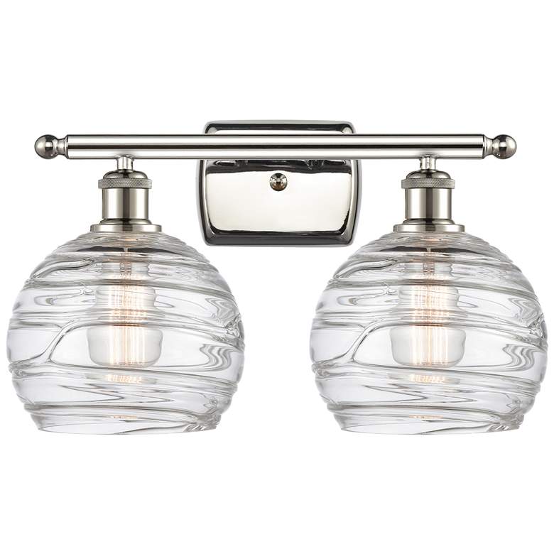 Image 1 Athens 18" 2-Light Polished Nickel Bath Light w/ Clear Deco Swirl Shad