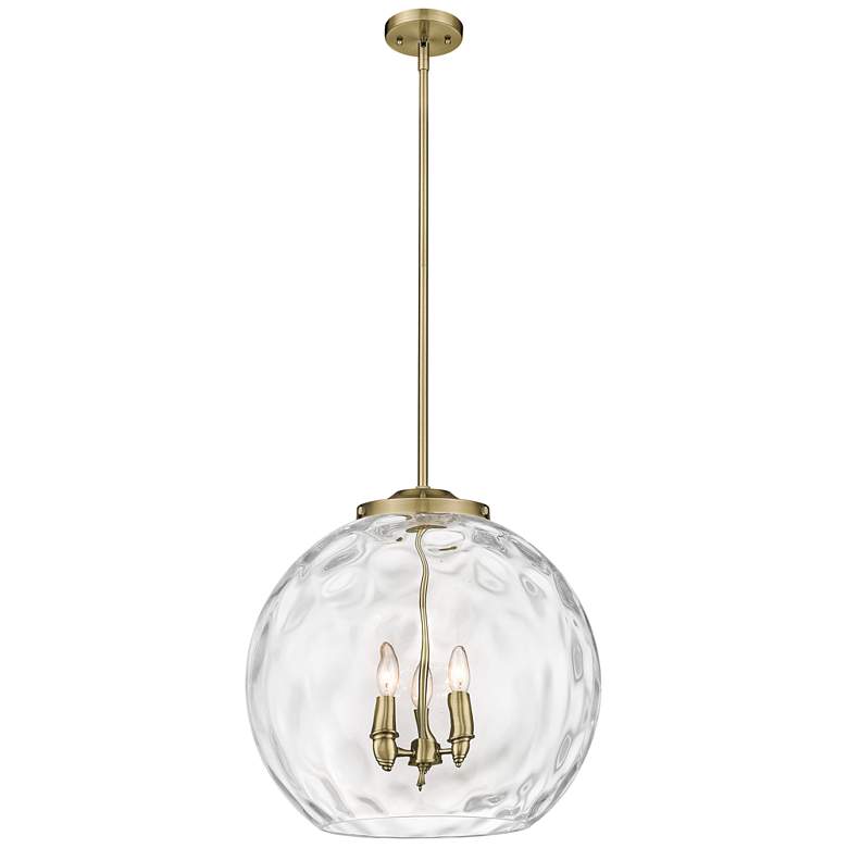 Image 1 Athens 18" 3-Light Antique Brass Pendant w/ Clear Water Glass Shade
