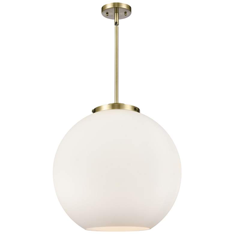 Image 1 Athens 18" 3-Light Antique Brass Pendant w/ Matte White Shade