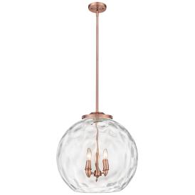 Athens 18" 3-Light Antique Copper Pendant w/ Clear Water Glass Shade Athens 18" 3-Light Antique Copper Pendant w/ Clear Water Glass Shade
