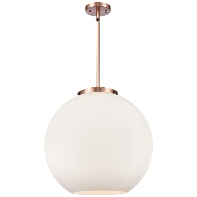 Image 1 Athens 18" 3-Light Antique Copper Pendant w/ Matte White Shade