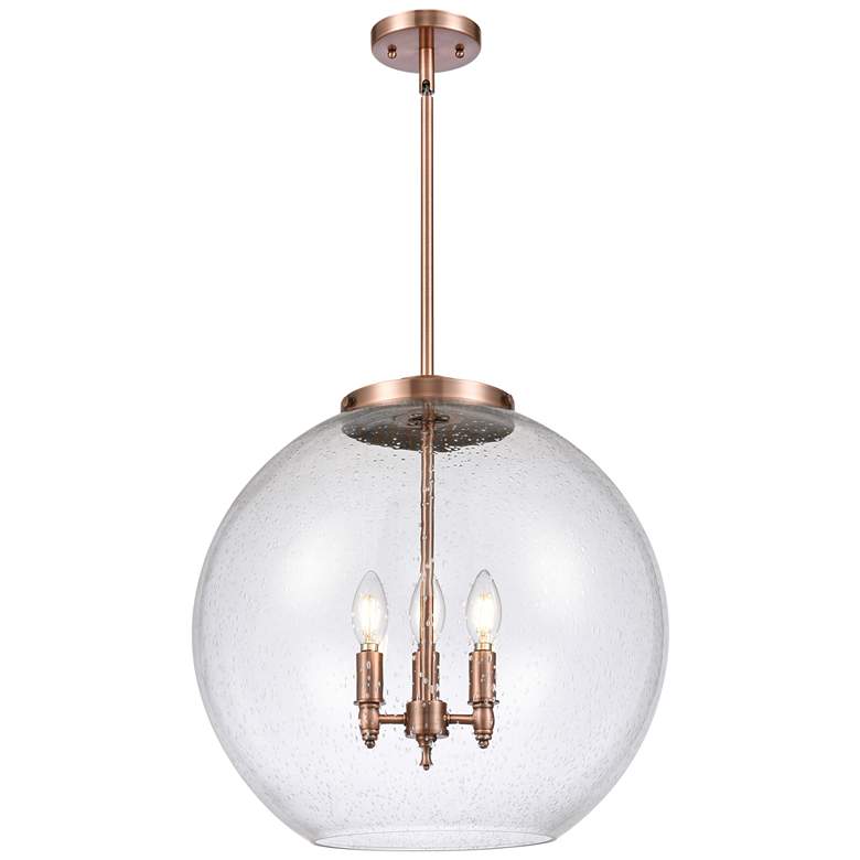 Image 1 Athens 18 inch 3-Light Antique Copper Pendant w/ Seedy Shade