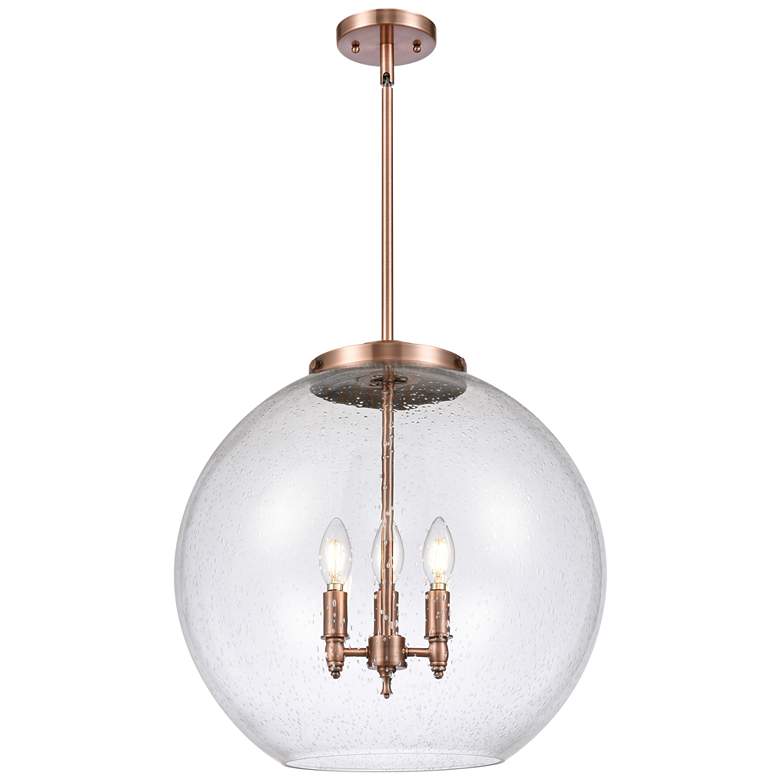 Image 1 Athens 18" 3-Light Antique Copper Pendant w/ Seedy Shade