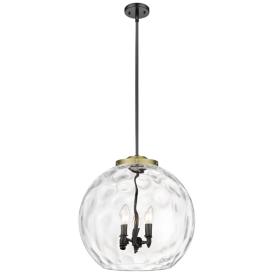 Athens 18" 3-Light Black Antique Brass Pendant w/ Clear Water Glass Sh Athens 18" 3-Light Black Antique Brass Pendant w/ Clear Water Glass Sh