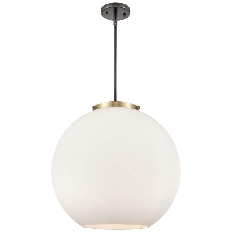 Image 1 Athens 18" 3-Light Black Antique Brass Pendant w/ Matte White Shade