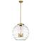 Athens 18" 3-Light Brushed Brass Pendant w/ Clear Deco Swirl Shade