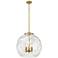 Athens 18" 3-Light Brushed Brass Pendant w/ Clear Water Glass Shade