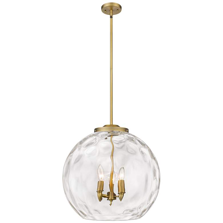 Image 1 Athens 18 inch 3-Light Brushed Brass Pendant w/ Clear Water Glass Shade