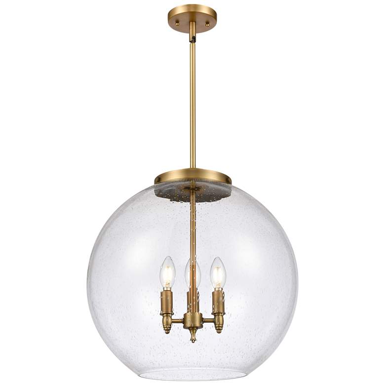 Image 1 Athens 18" 3-Light Brushed Brass Pendant w/ Seedy Shade