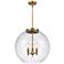 Athens 18" 3-Light Brushed Brass Pendant w/ Seedy Shade