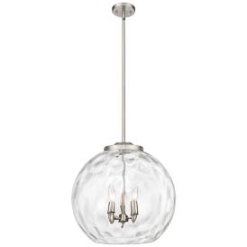 Athens 18" 3-Light Brushed Satin Nickel Pendant w/ Clear Water Glass S Athens 18" 3-Light Brushed Satin Nickel Pendant w/ Clear Water Glass S