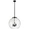 Athens 18" 3-Light Matte Black Pendant w/ Clear Water Glass Shade