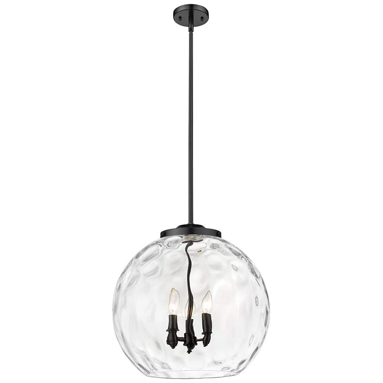 Image 1 Athens 18 inch 3-Light Matte Black Pendant w/ Clear Water Glass Shade