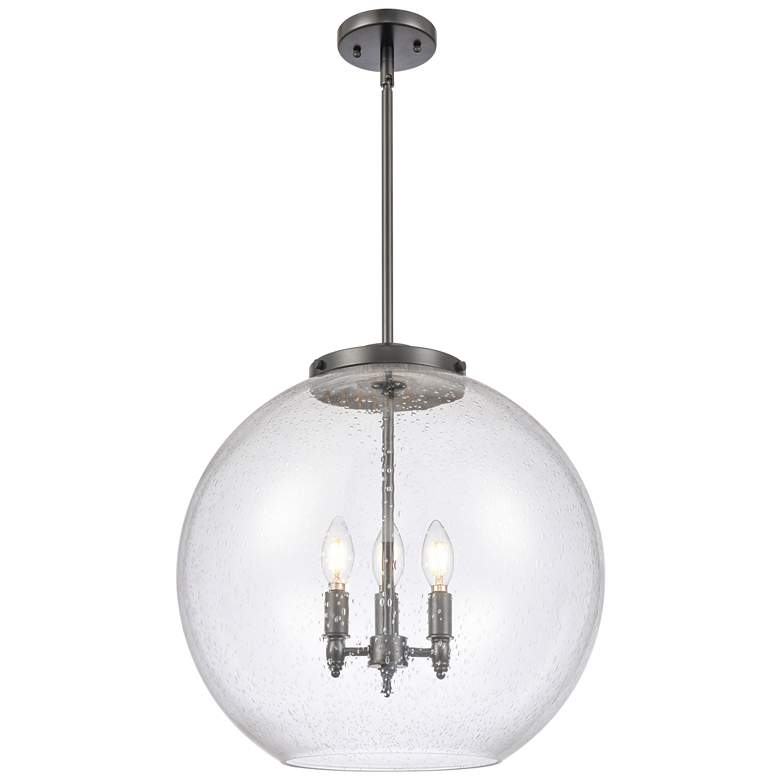 Image 1 Athens 18" 3-Light Matte Black Pendant w/ Seedy Shade