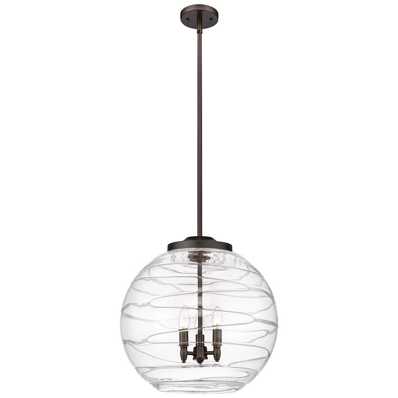 Image 1 Athens 18" 3-Light Oil Rubbed Bronze Pendant w/ Clear Deco Swirl Shade