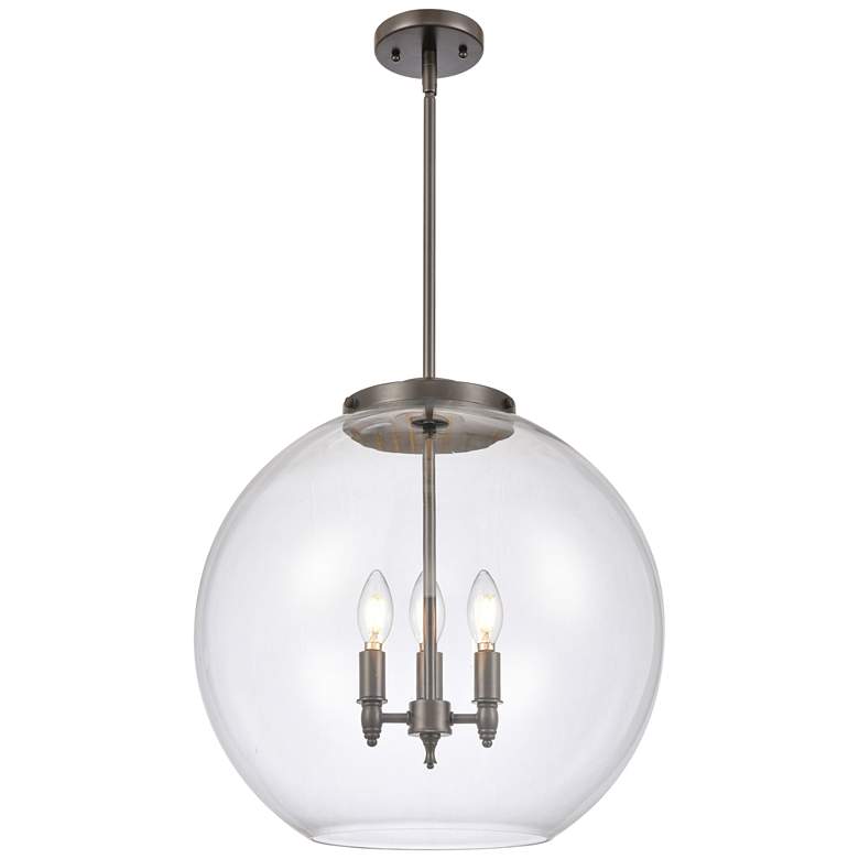 Image 1 Athens 18" 3-Light Oil Rubbed Bronze Pendant w/ Clear Shade