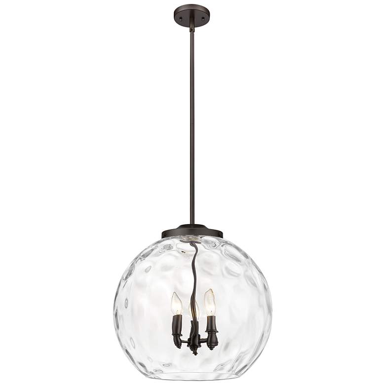 Image 1 Athens 18" 3-Light Oil Rubbed Bronze Pendant w/ Clear Water Glass Shad