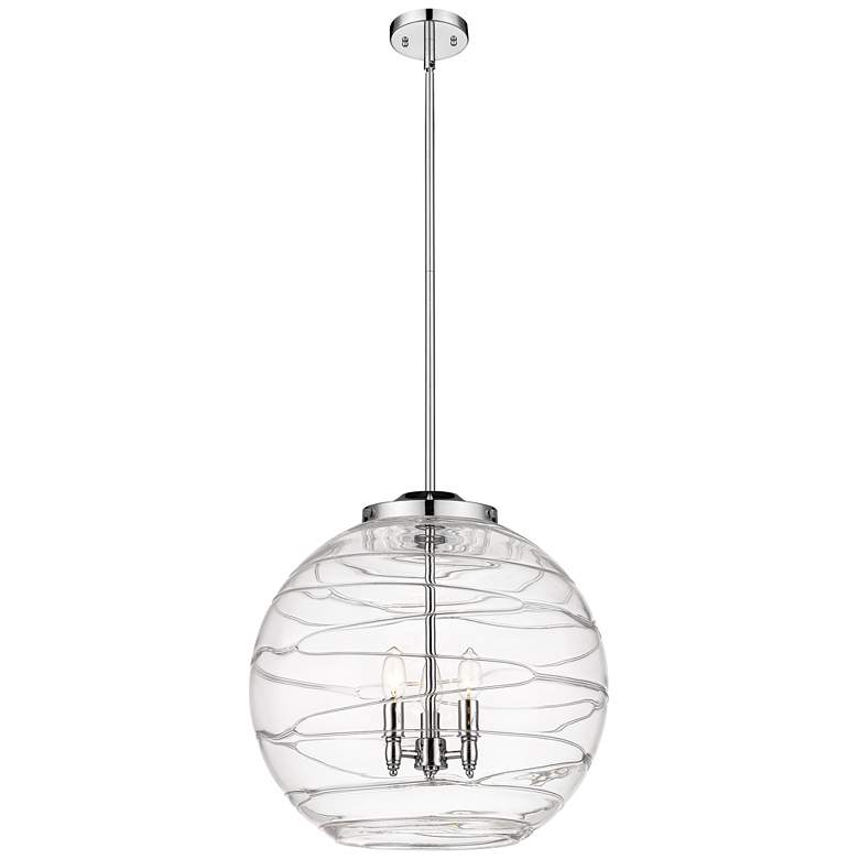 Image 1 Athens 18" 3-Light Polished Chrome Pendant w/ Clear Deco Swirl Shade