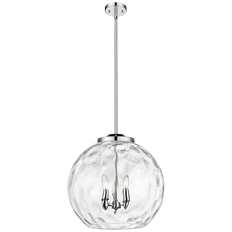 Image 1 Athens 18" 3-Light Polished Chrome Pendant w/ Clear Water Glass Shade