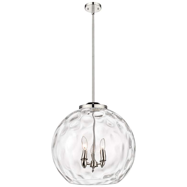 Image 1 Athens 18" 3-Light Polished Nickel Pendant w/ Clear Water Glass Shade