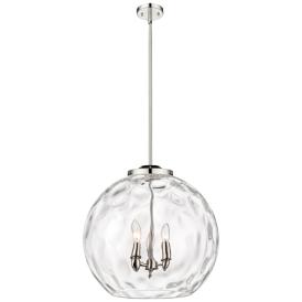 Athens 18" 3-Light Polished Nickel Pendant w/ Clear Water Glass Shade Athens 18" 3-Light Polished Nickel Pendant w/ Clear Water Glass Shade