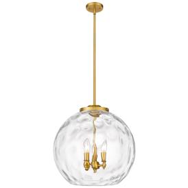Athens 18" 3-Light Satin Gold Pendant w/ Clear Water Glass Shade Athens 18" 3-Light Satin Gold Pendant w/ Clear Water Glass Shade