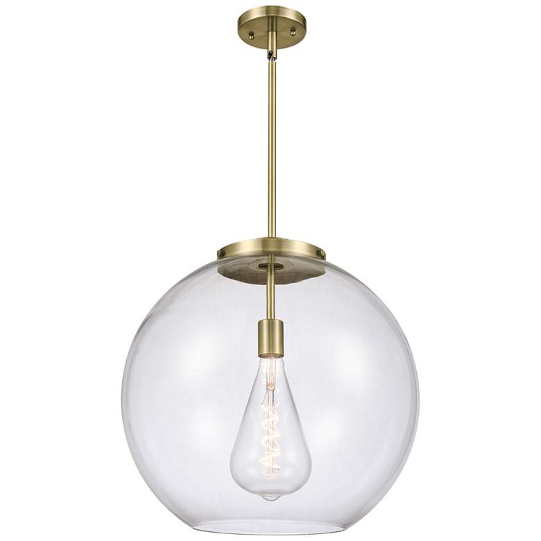 Image 1 Athens 18" Antique Brass Pendant w/ Clear Shade