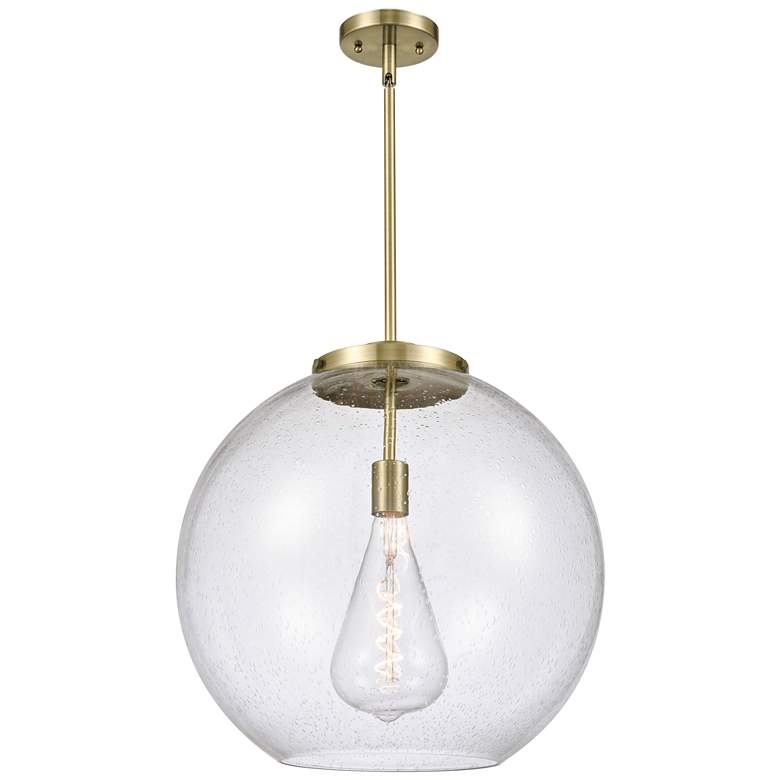 Image 1 Athens 18" Antique Brass Pendant w/ Seedy Shade
