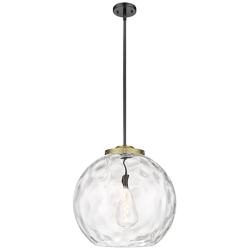 Athens 18" Black Antique Brass Pendant w/ Clear Water Glass Shade