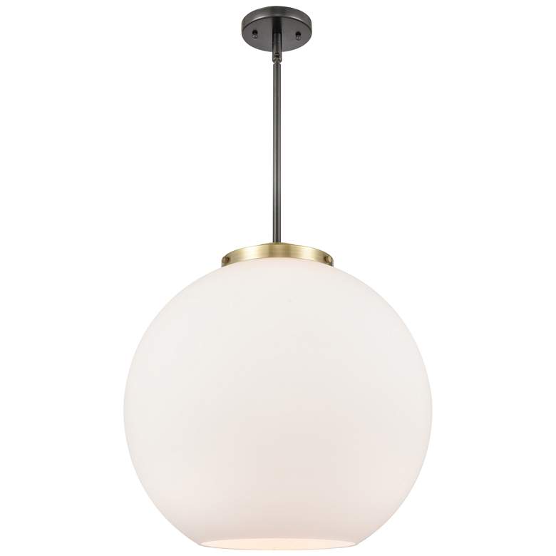 Image 1 Athens 18" Black Antique Brass Pendant w/ Matte White Shade