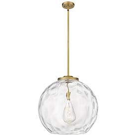 Image1 of Athens 18" Brushed Brass Pendant w/ Clear Water Glass Shade