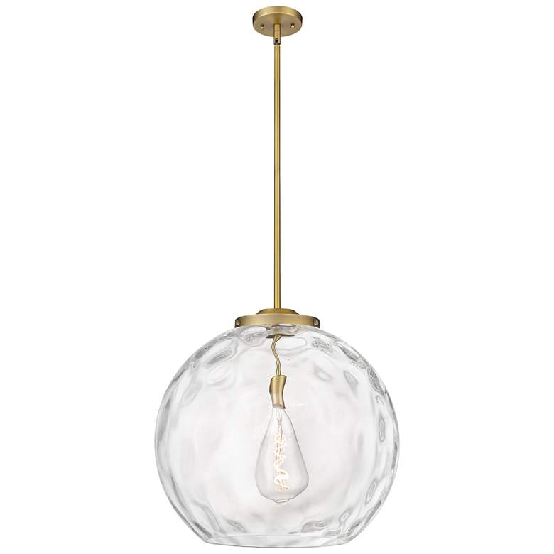 Image 1 Athens 18" Brushed Brass Pendant w/ Clear Water Glass Shade